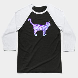 Purple Striped Tabby Cat Baseball T-Shirt